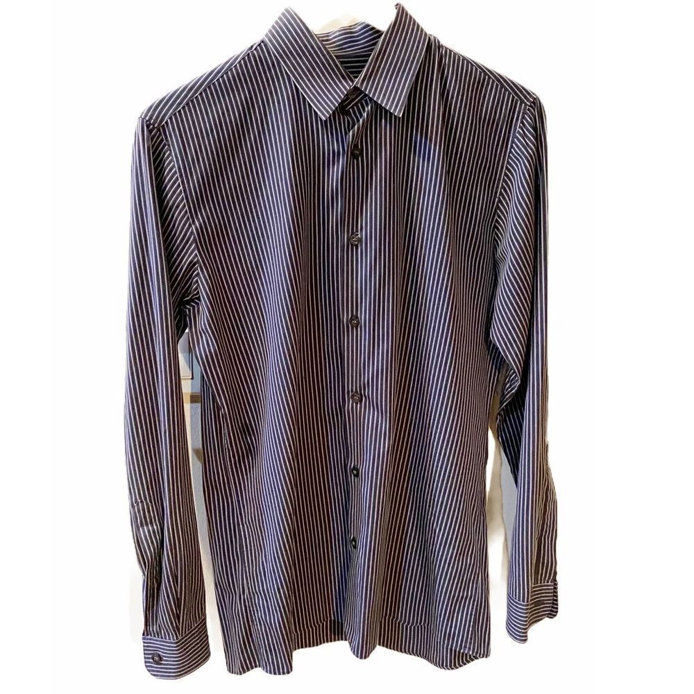 Men's Dress Shirt Hugo Boss Sharp Long Sleeve Button-Down Shirt Stripe VINTAGE